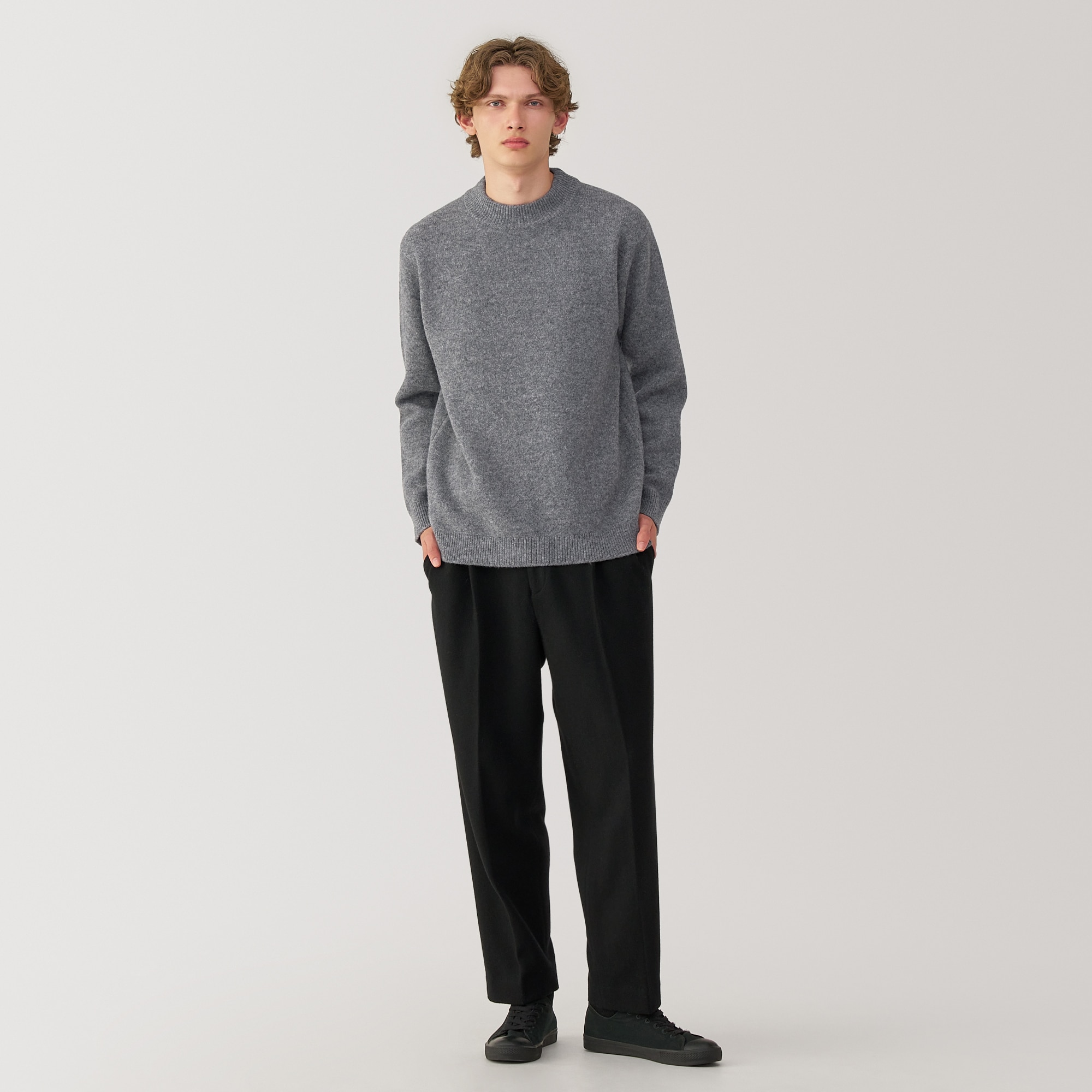 紳士　縮絨ウールモックネックセーター