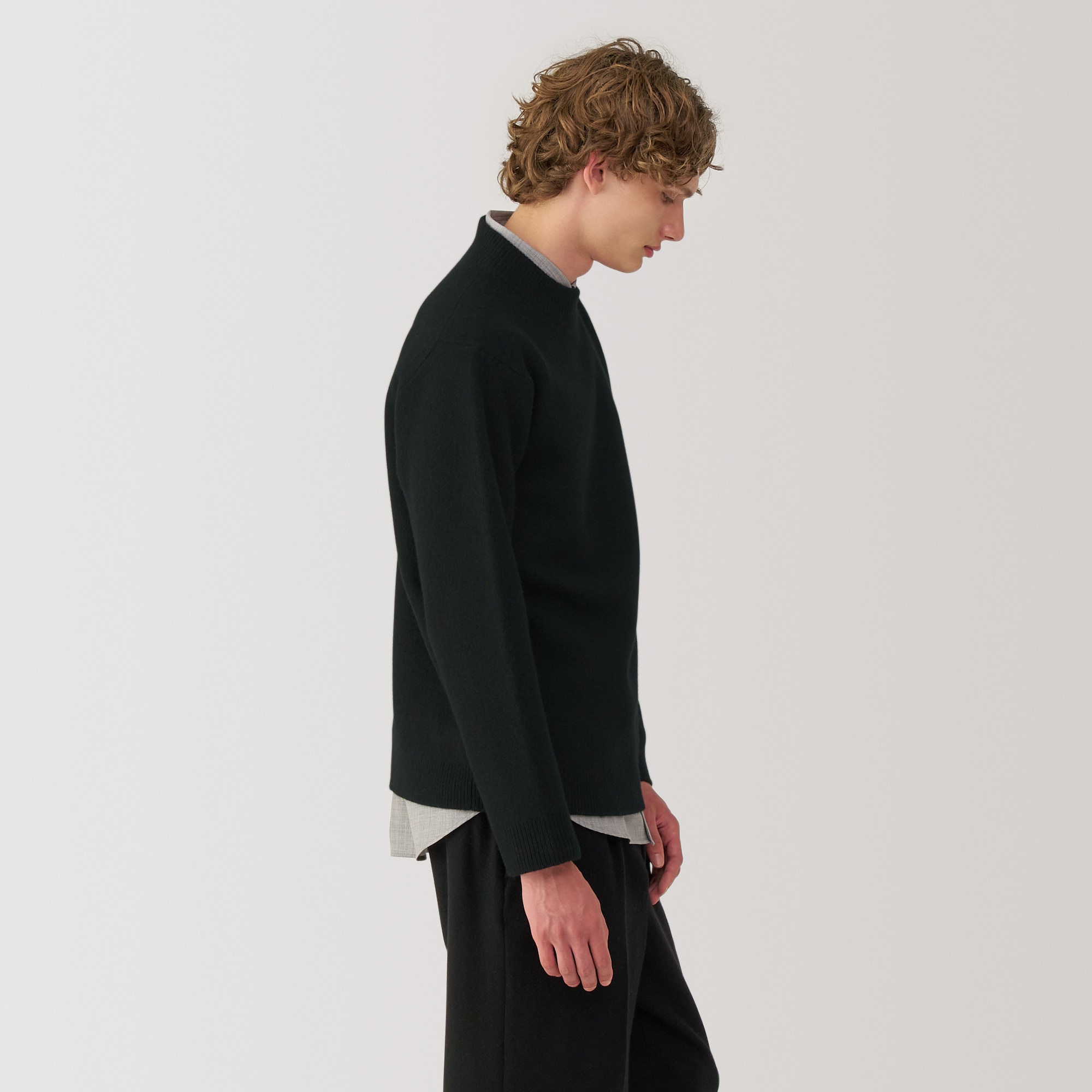 紳士　縮絨ウールモックネックセーター