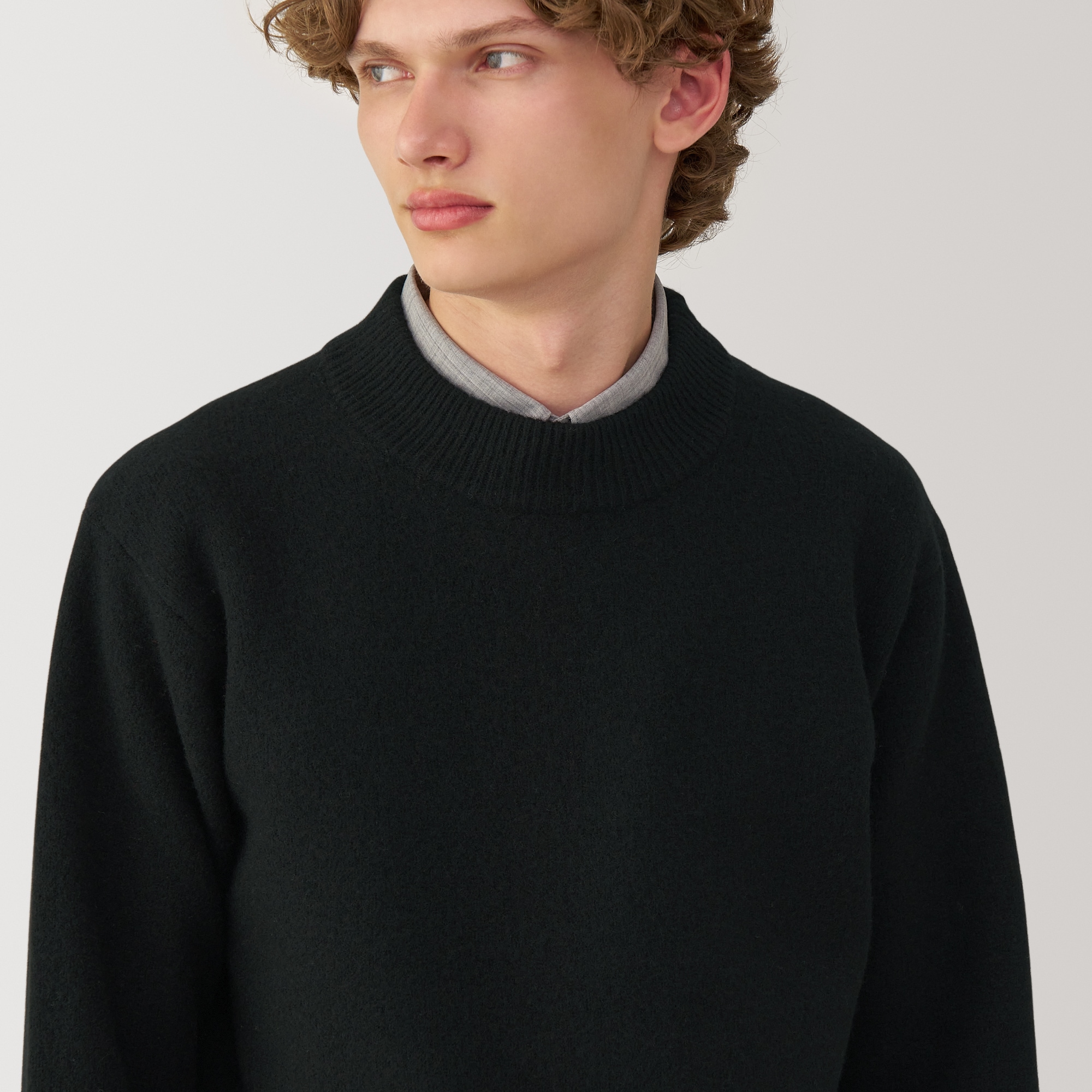 紳士　縮絨ウールモックネックセーター