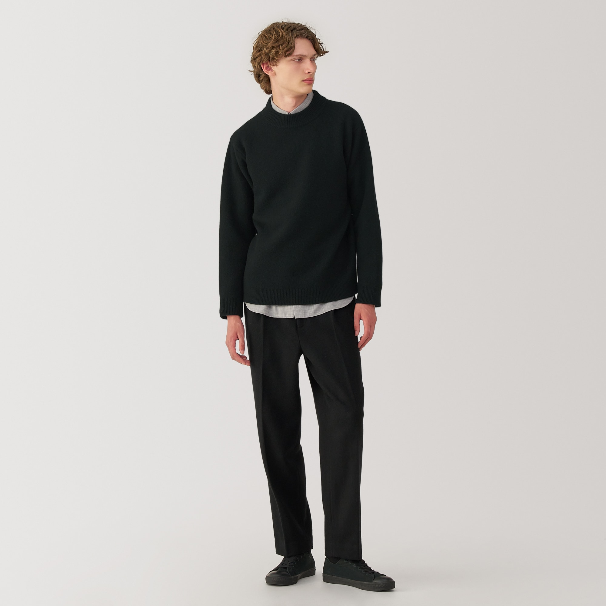 紳士　縮絨ウールモックネックセーター