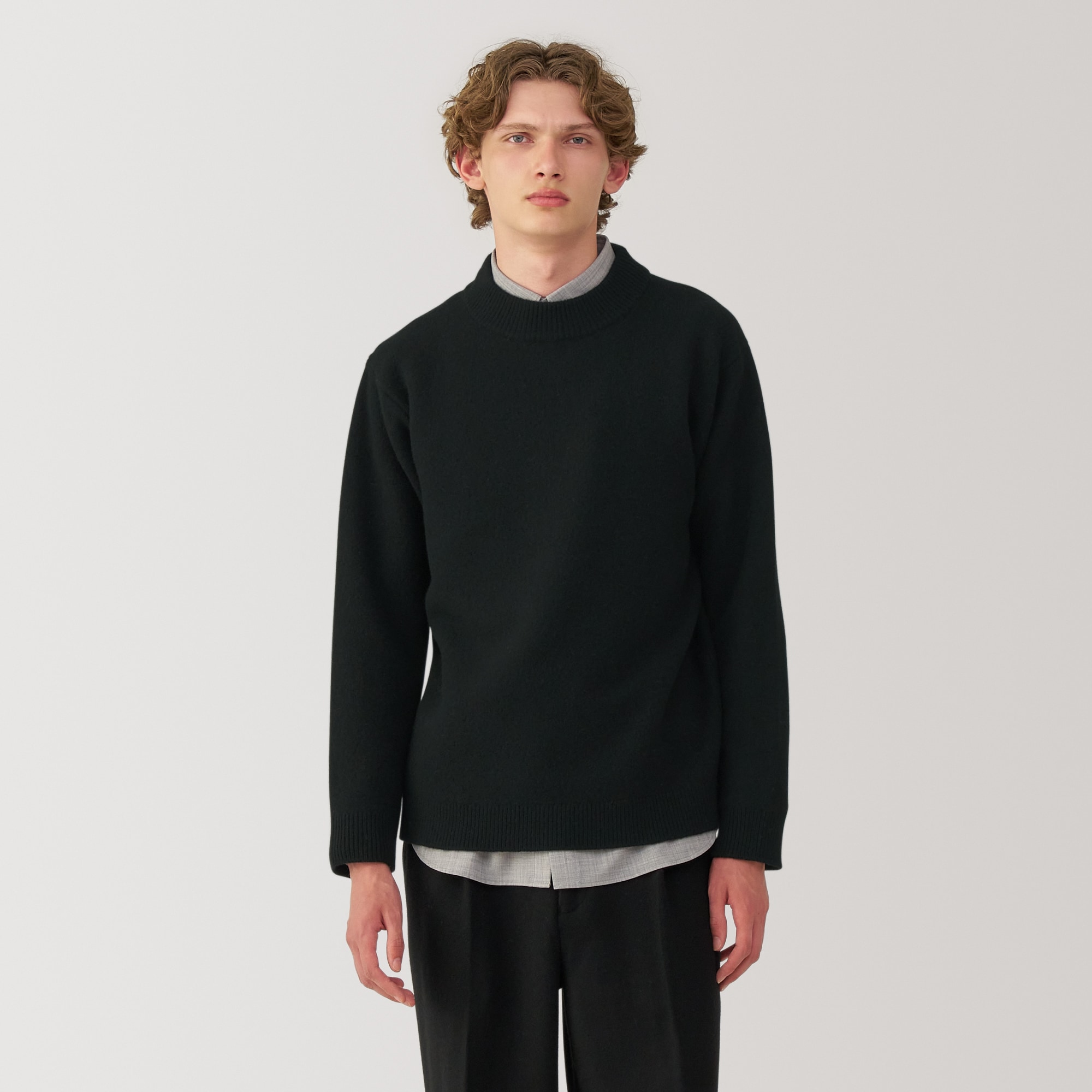 紳士　縮絨ウールモックネックセーター