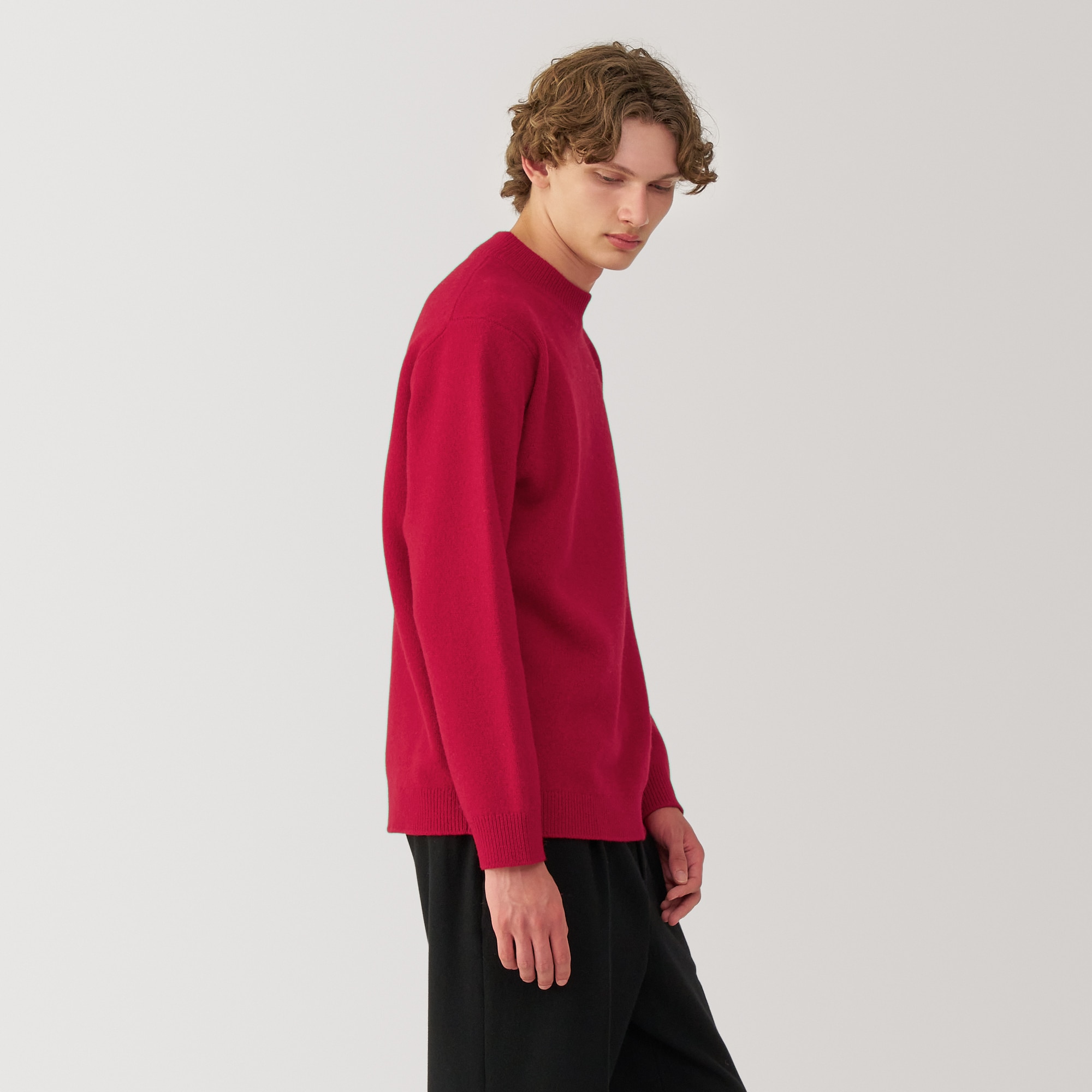 紳士　縮絨ウールモックネックセーター