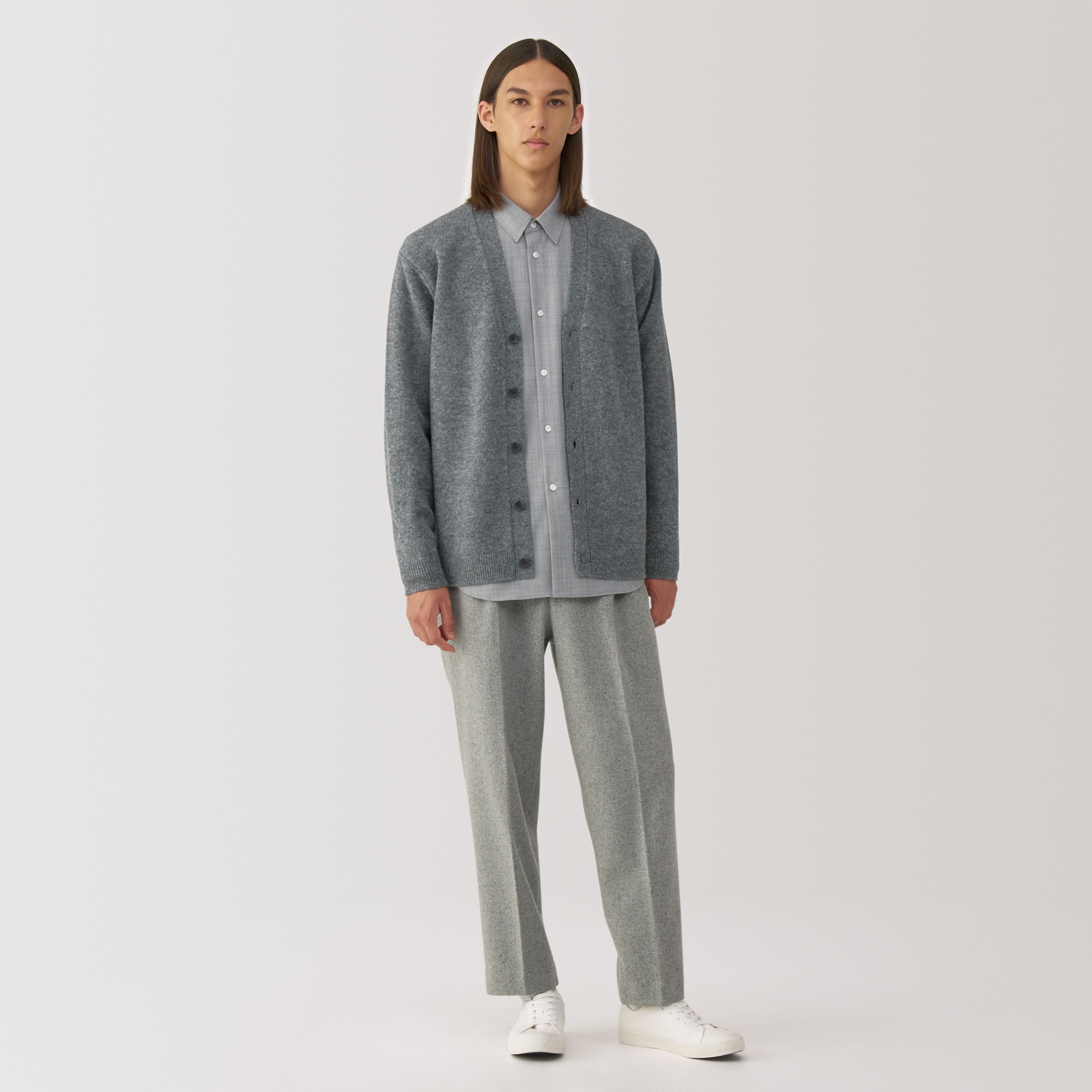 紳士 縮絨ウールVネックカーディガン | 無印良品