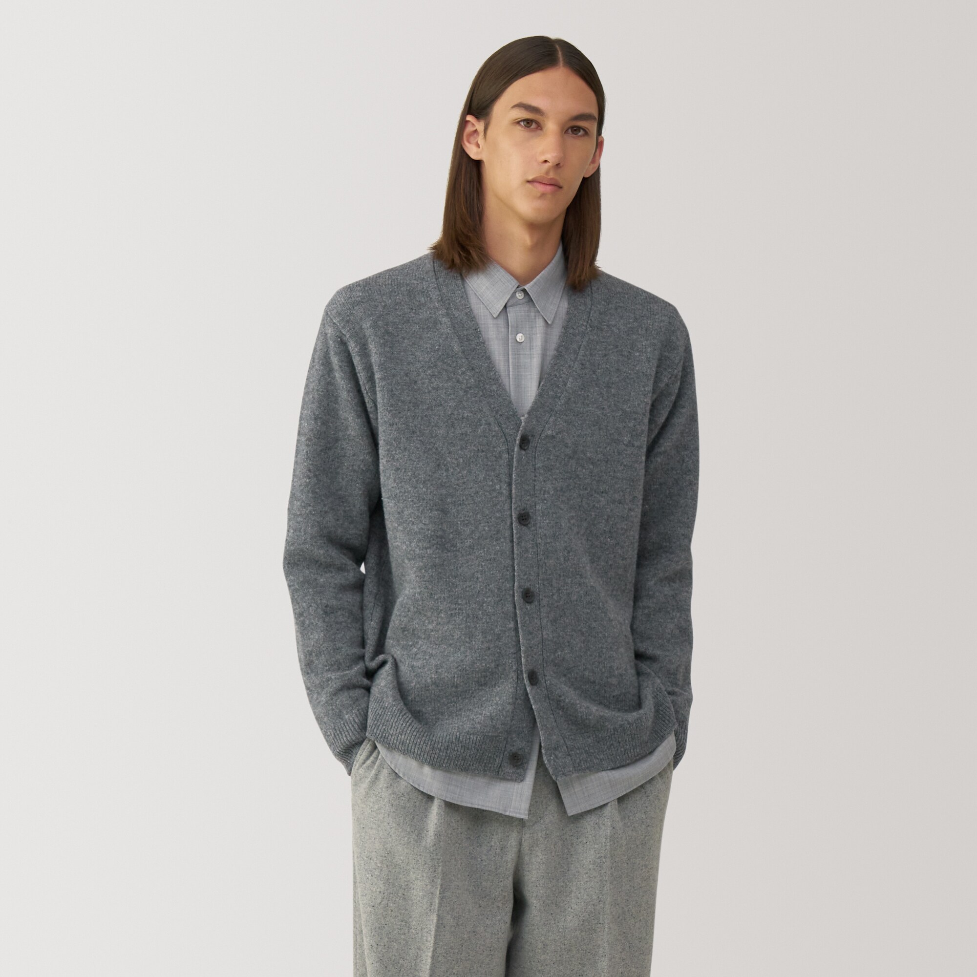紳士 縮絨ウールVネックカーディガン | 無印良品