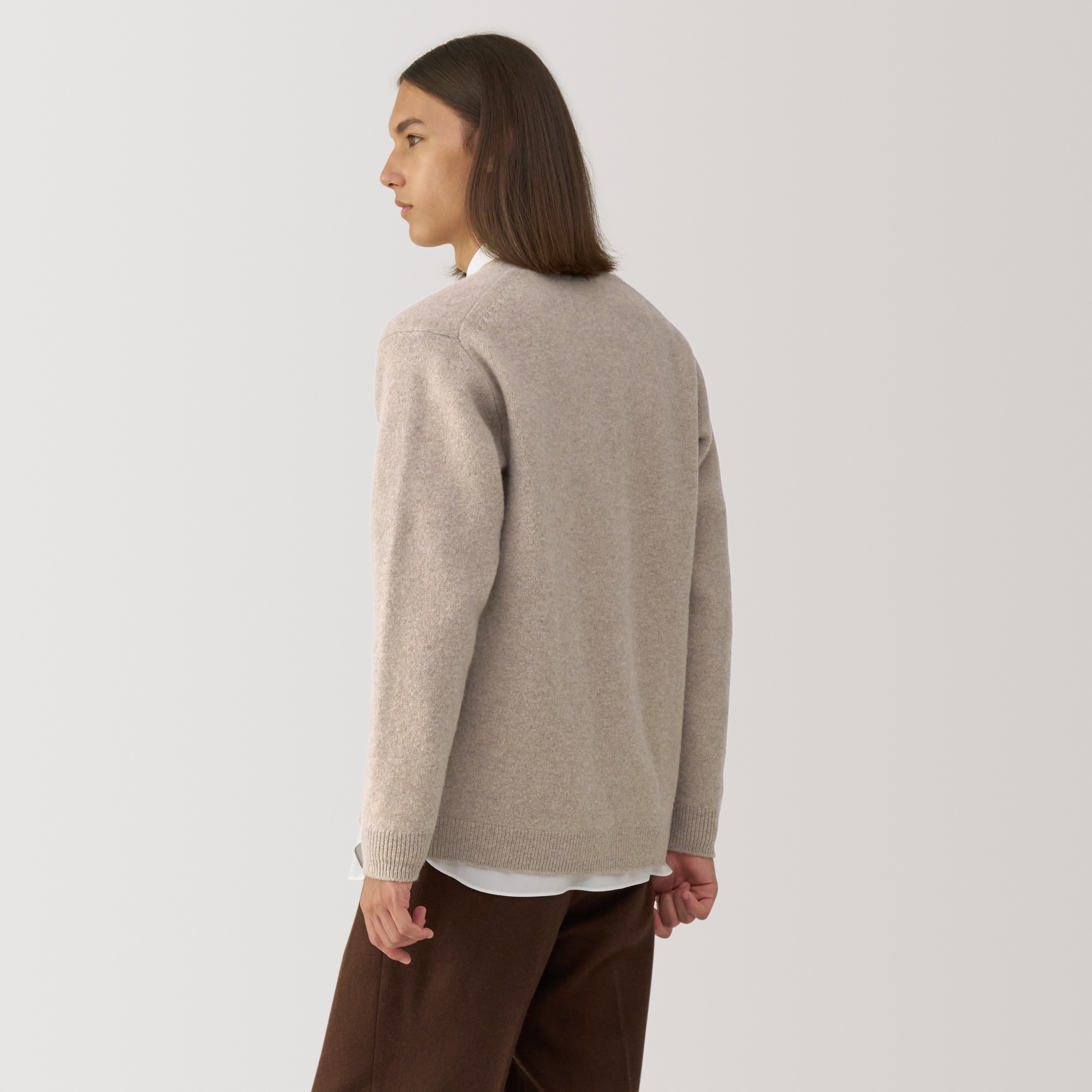 紳士　縮絨ウールＶネックカーディガン