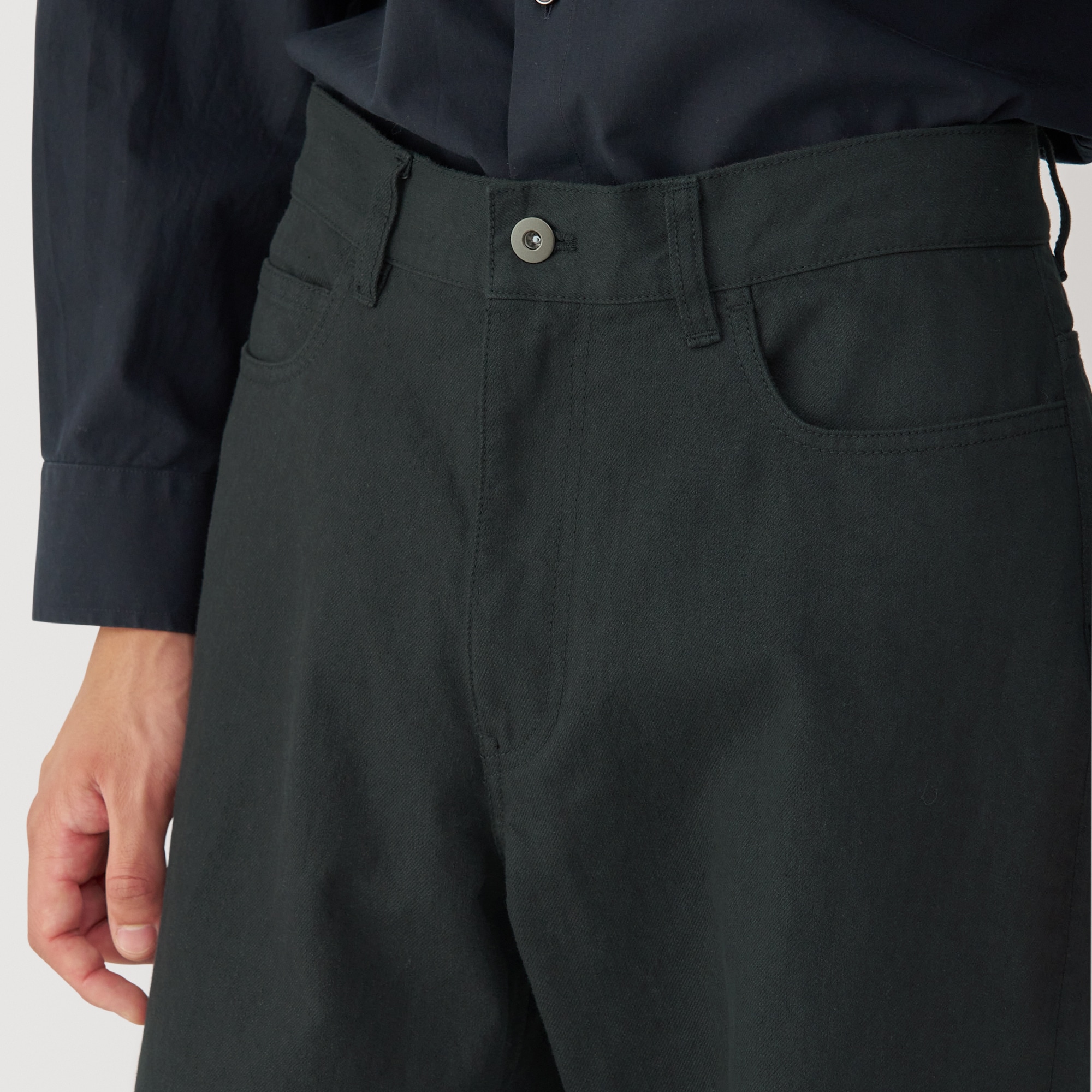 無印良品　紳士 和紙混カルゼジャケット・５ポケットワイドパンツ　セットアップ muji labo和紙混カルゼ5ポケットワイドパンツ紳士33（83．5cm