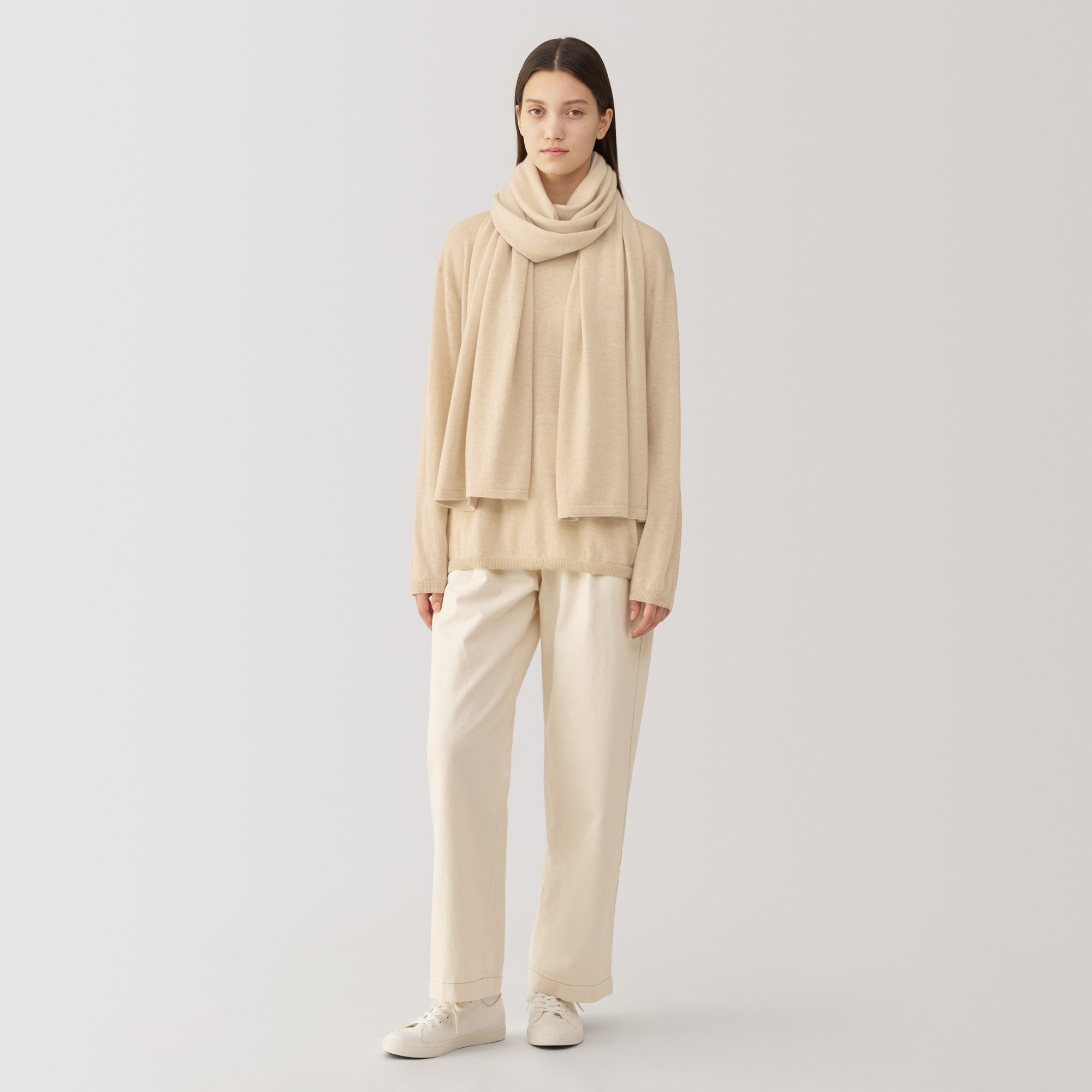 自然のまんまの色　カシミヤニットストール