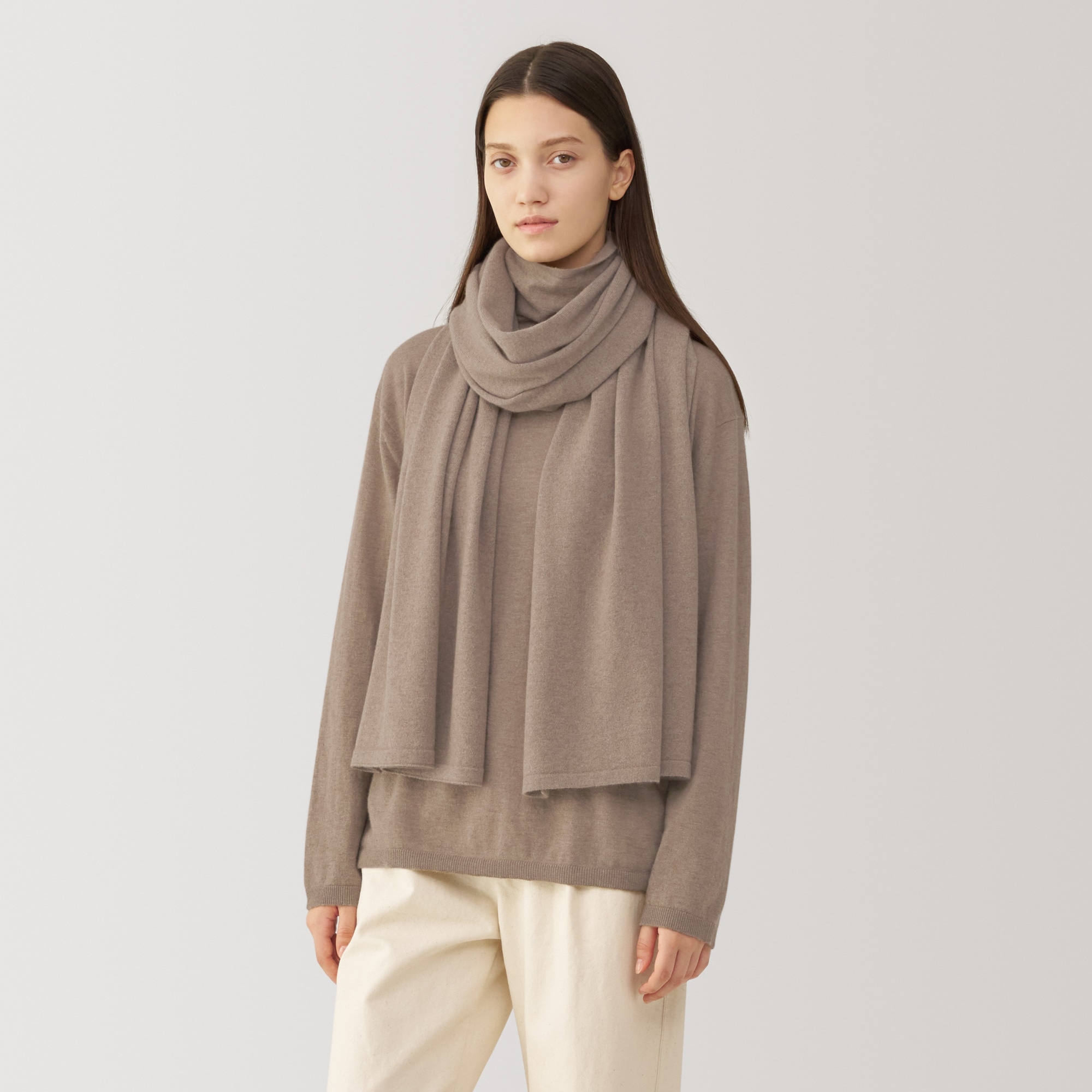 自然のまんまの色　カシミヤニットストール