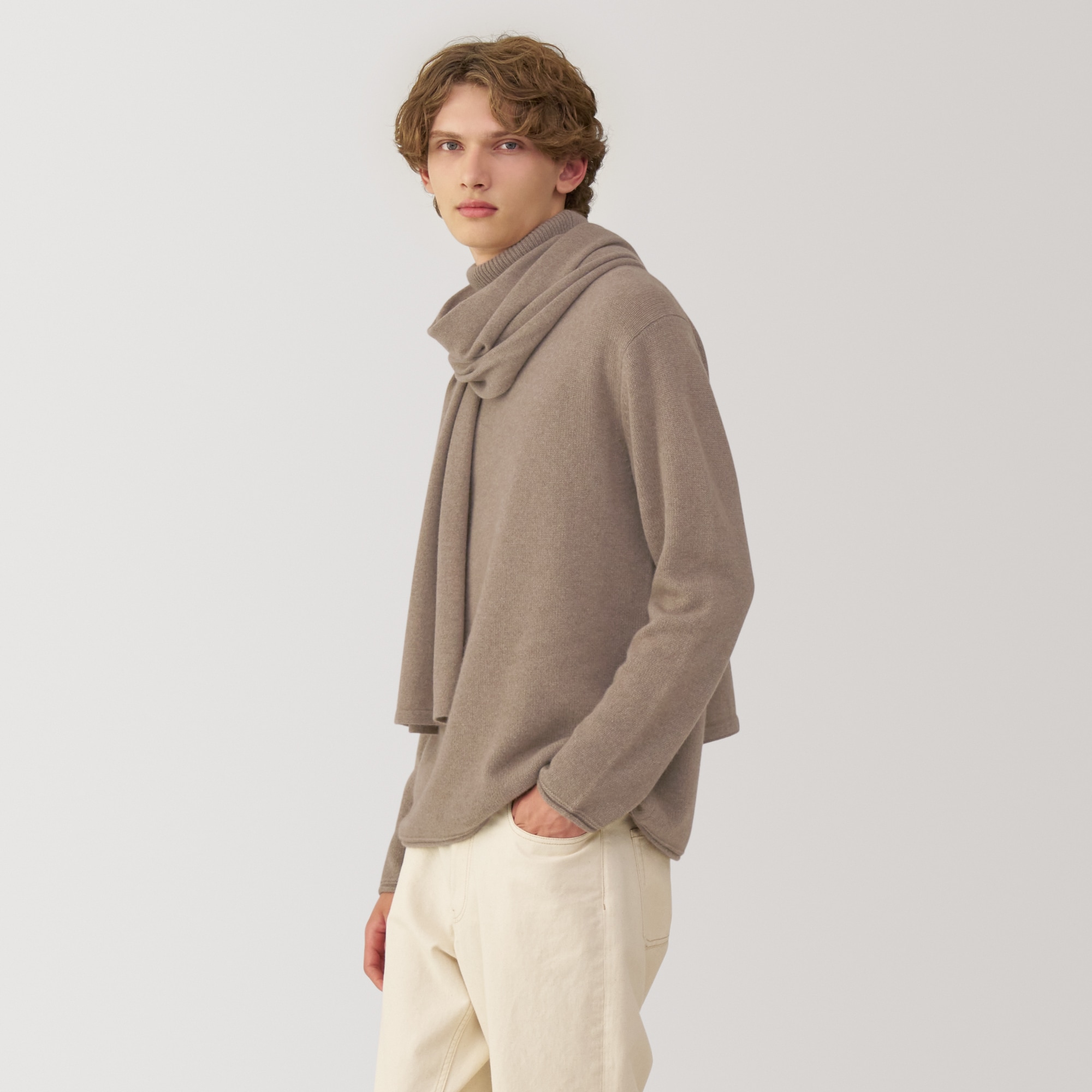 自然のまんまの色　カシミヤニットストール