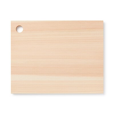 ひのき調理板・薄型・小　フック穴付き　約幅１９×奥行１５×厚さ１．２ｃｍ