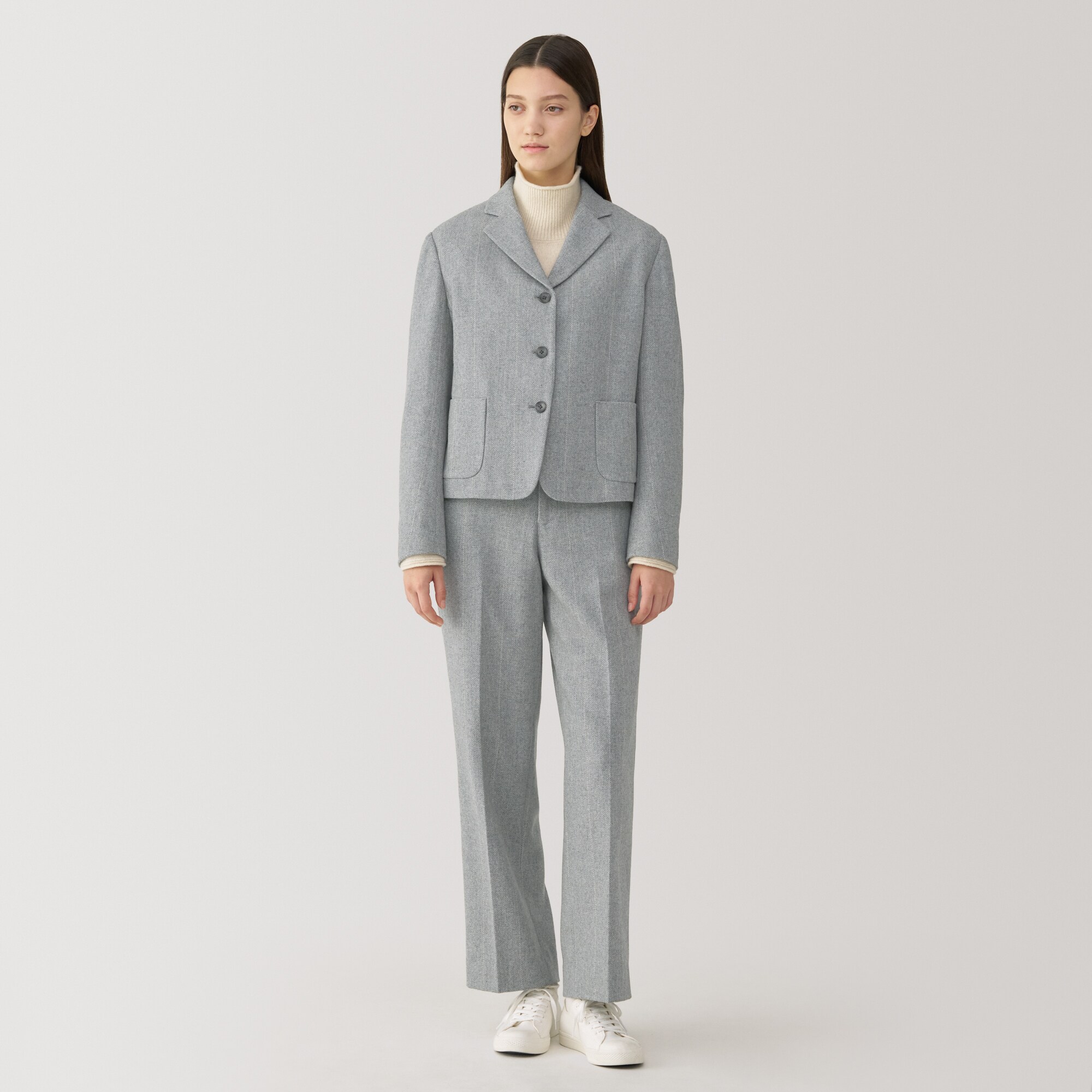 婦人　ウール混ストレートパンツ