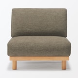 ゆったり座れるアームレスソファ　１シーター　ポリエステル平織　ブラウン