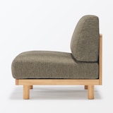 ゆったり座れるアームレスソファ　１シーター　ポリエステル平織　ブラウン