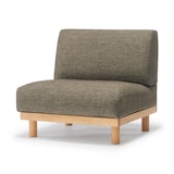 ゆったり座れるアームレスソファ　１シーター　ポリエステル平織　ブラウン