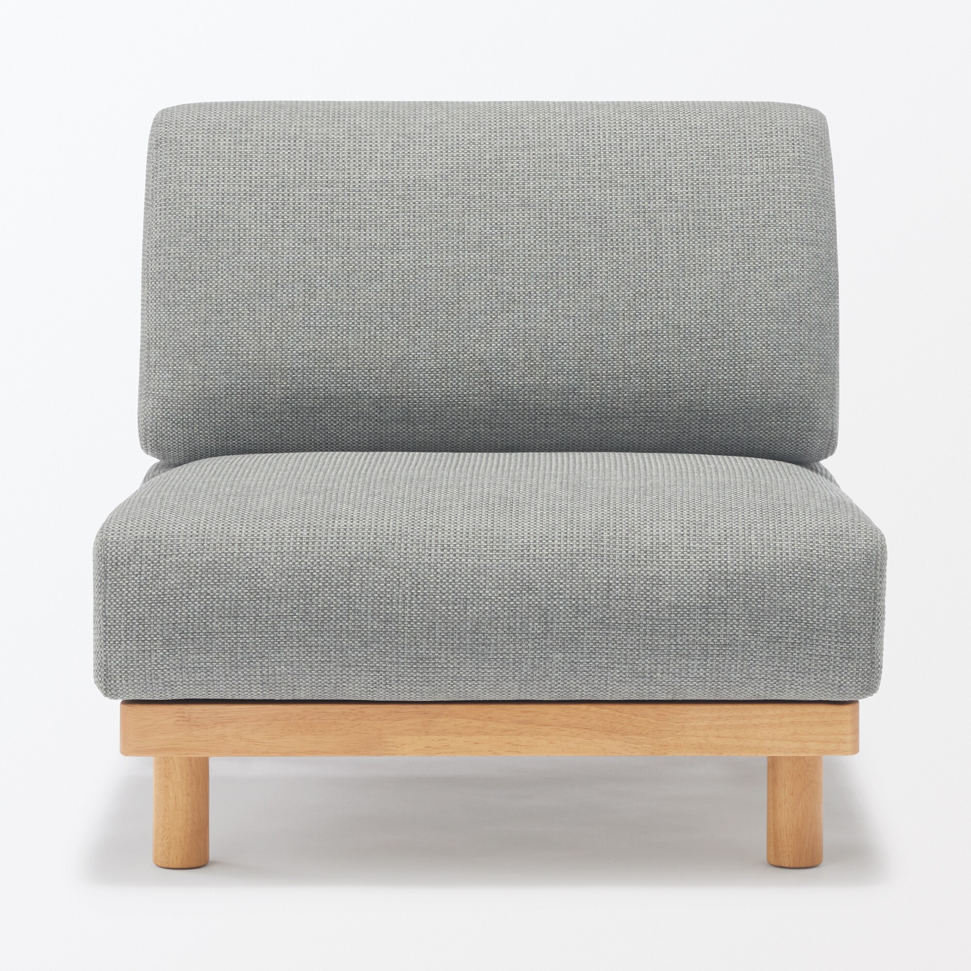 ゆったり座れるアームレスソファ 1シーター ポリエステル平織 グレー