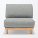 ゆったり座れるアームレスソファ　１シーター　ポリエステル平織　グレー