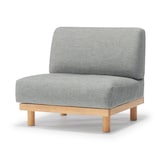 ゆったり座れるアームレスソファ　１シーター　ポリエステル平織　グレー