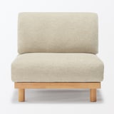 ゆったり座れるアームレスソファ　１シーター　ポリエステル平織　ベージュ