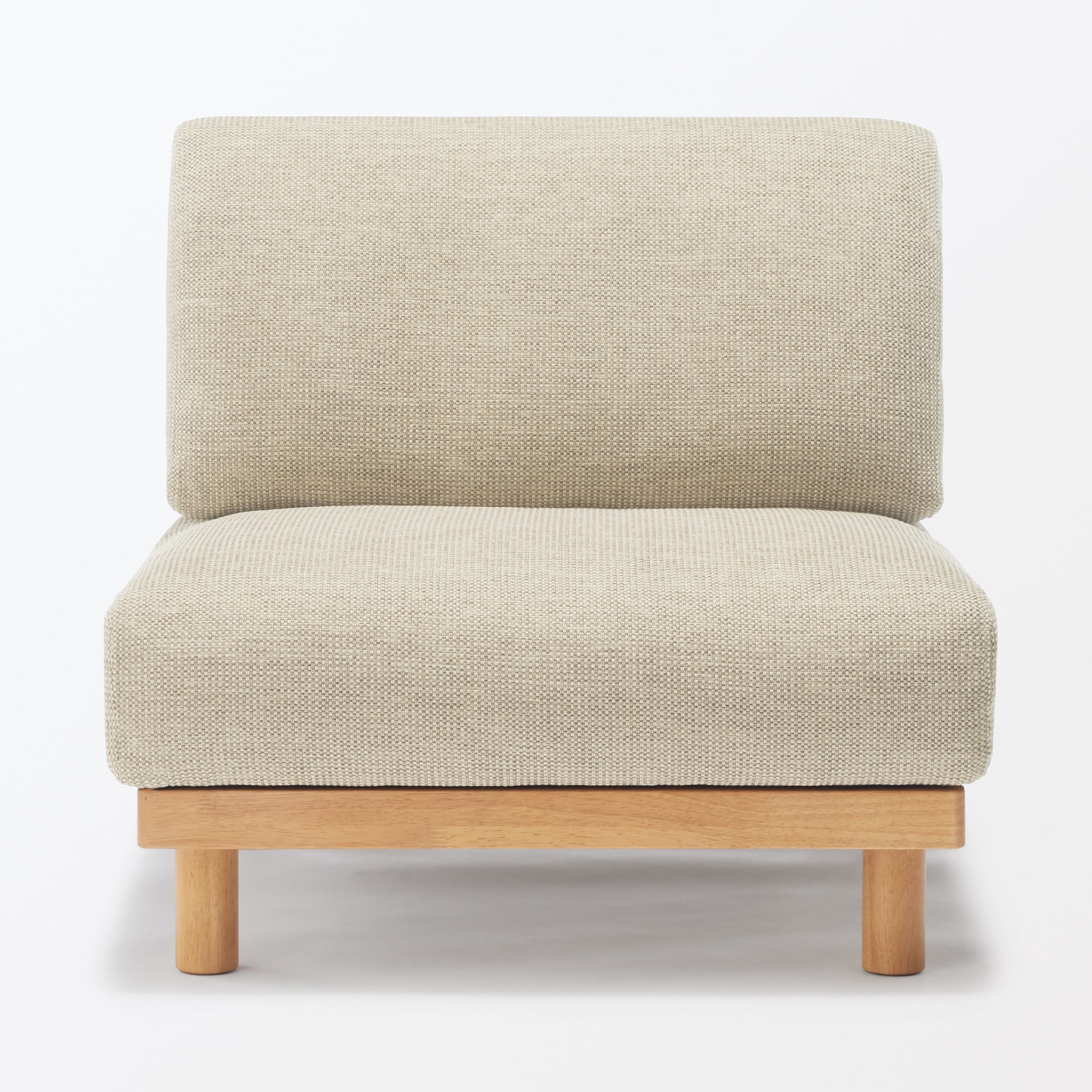 ゆったり座れるアームレスソファ　１シーター　ポリエステル平織　ベージュ