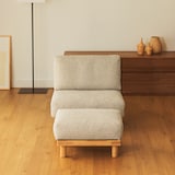 ゆったり座れるアームレスソファ　１シーター　ポリエステル平織　ベージュ