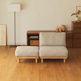 ゆったり座れるアームレスソファ　１シーター　ポリエステル平織　ベージュ