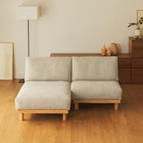 ゆったり座れるアームレスソファ　１シーター　ポリエステル平織　ベージュ