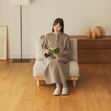 ゆったり座れるアームレスソファ　１シーター　ポリエステル平織　ベージュ