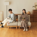 ゆったり座れるアームレスソファ　１シーター　ポリエステル平織　ベージュ