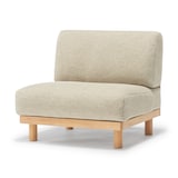 ゆったり座れるアームレスソファ　１シーター　ポリエステル平織　ベージュ