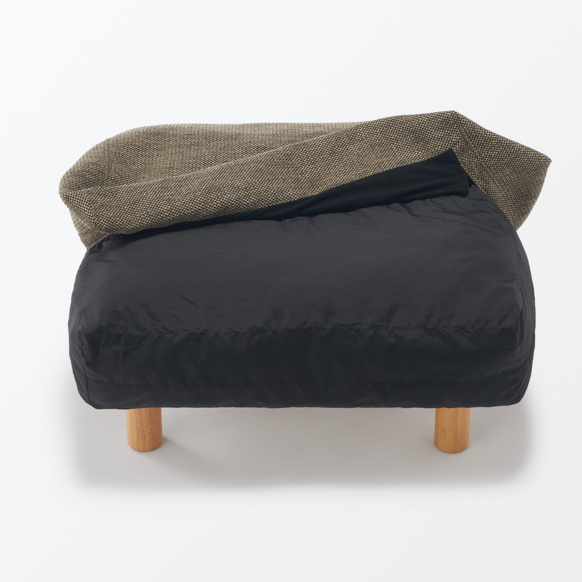 ゆったり座れるアームレスソファ用　オットマン　ポリエステル平織　ブラウン