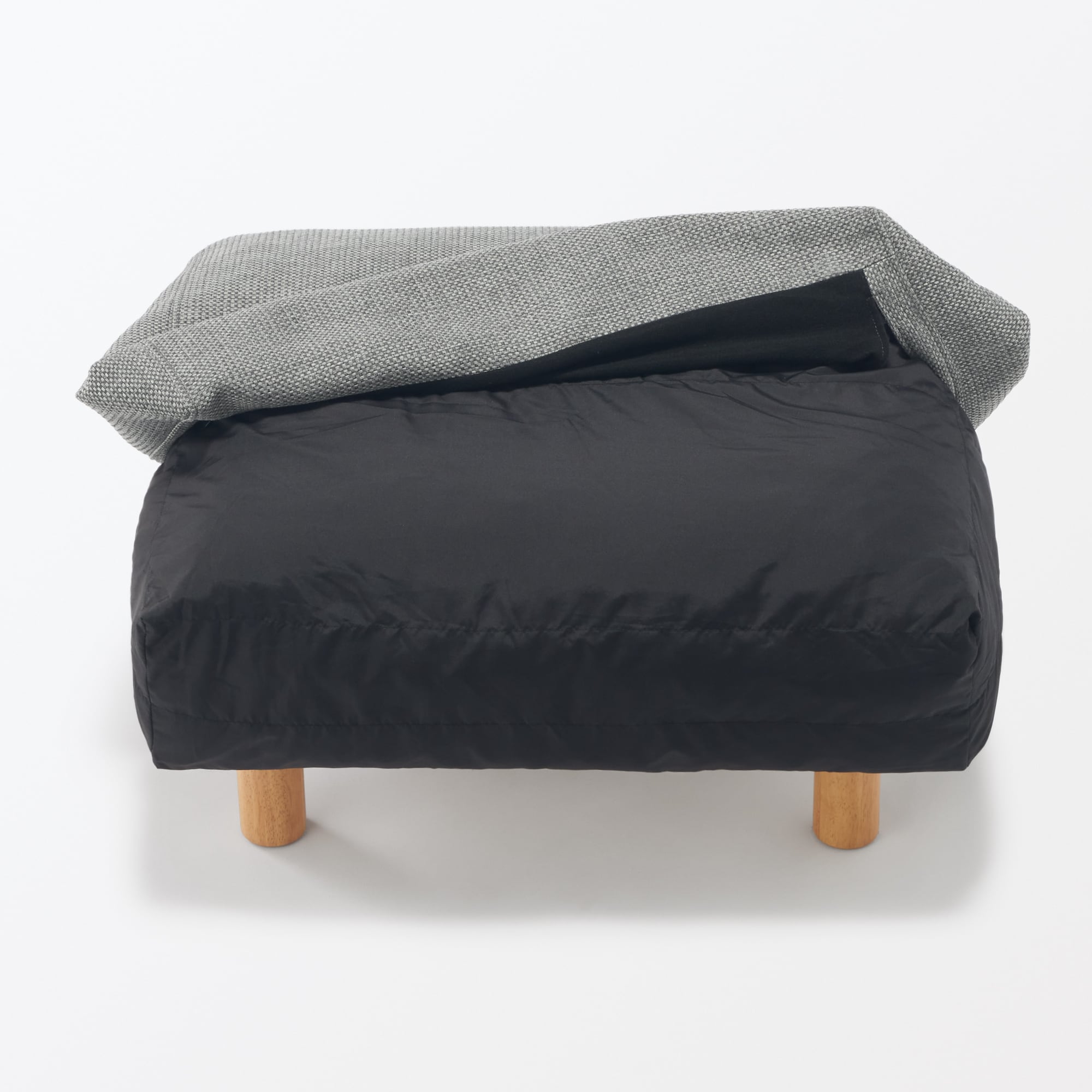 ゆったり座れるアームレスソファ用　オットマン　ポリエステル平織　グレー