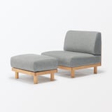 ゆったり座れるアームレスソファ用　オットマン　ポリエステル平織　グレー