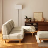 ゆったり座れるアームレスソファ用　オットマン　ポリエステル平織　ベージュ