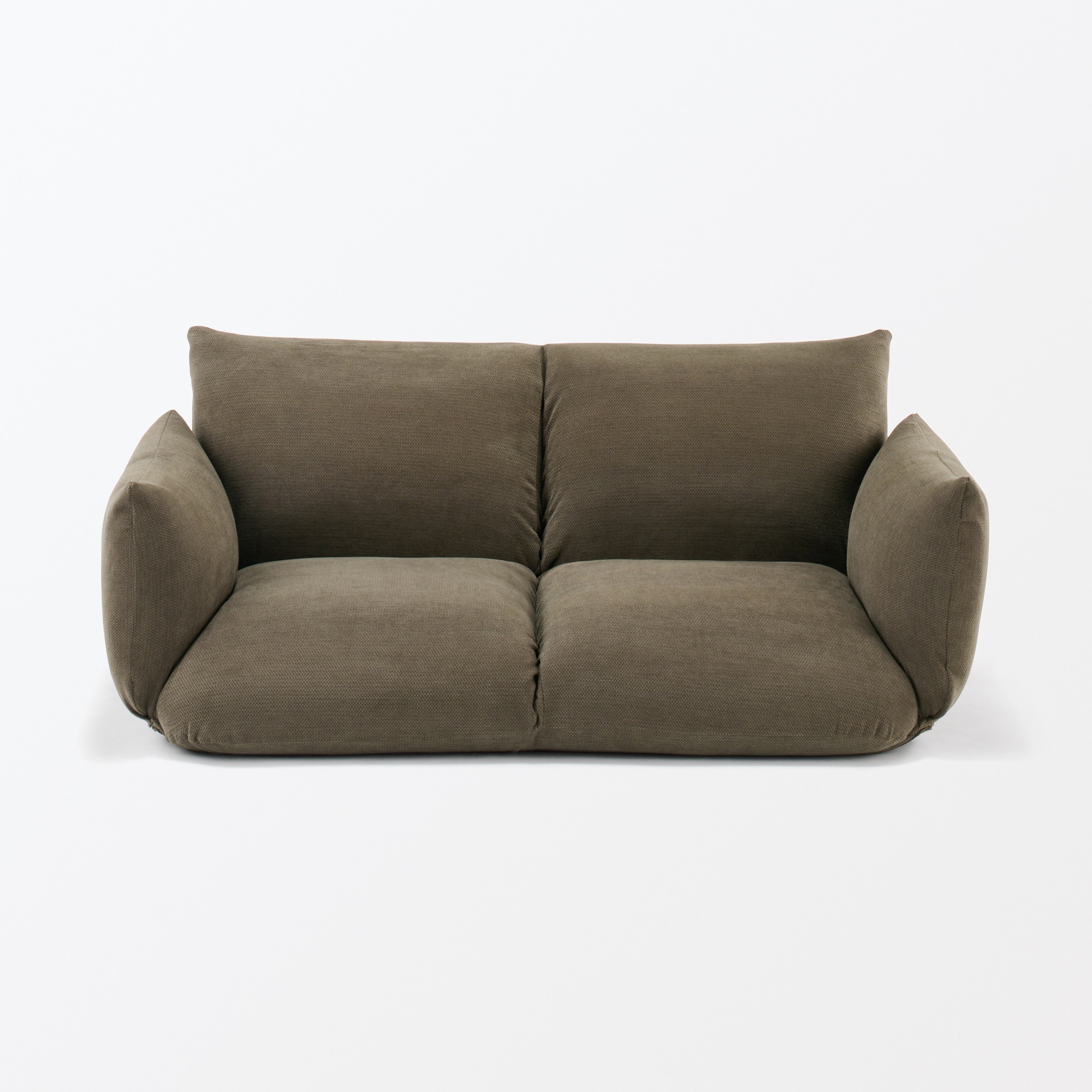 リクライニング　フロアソファ　２シーター　ブラウン