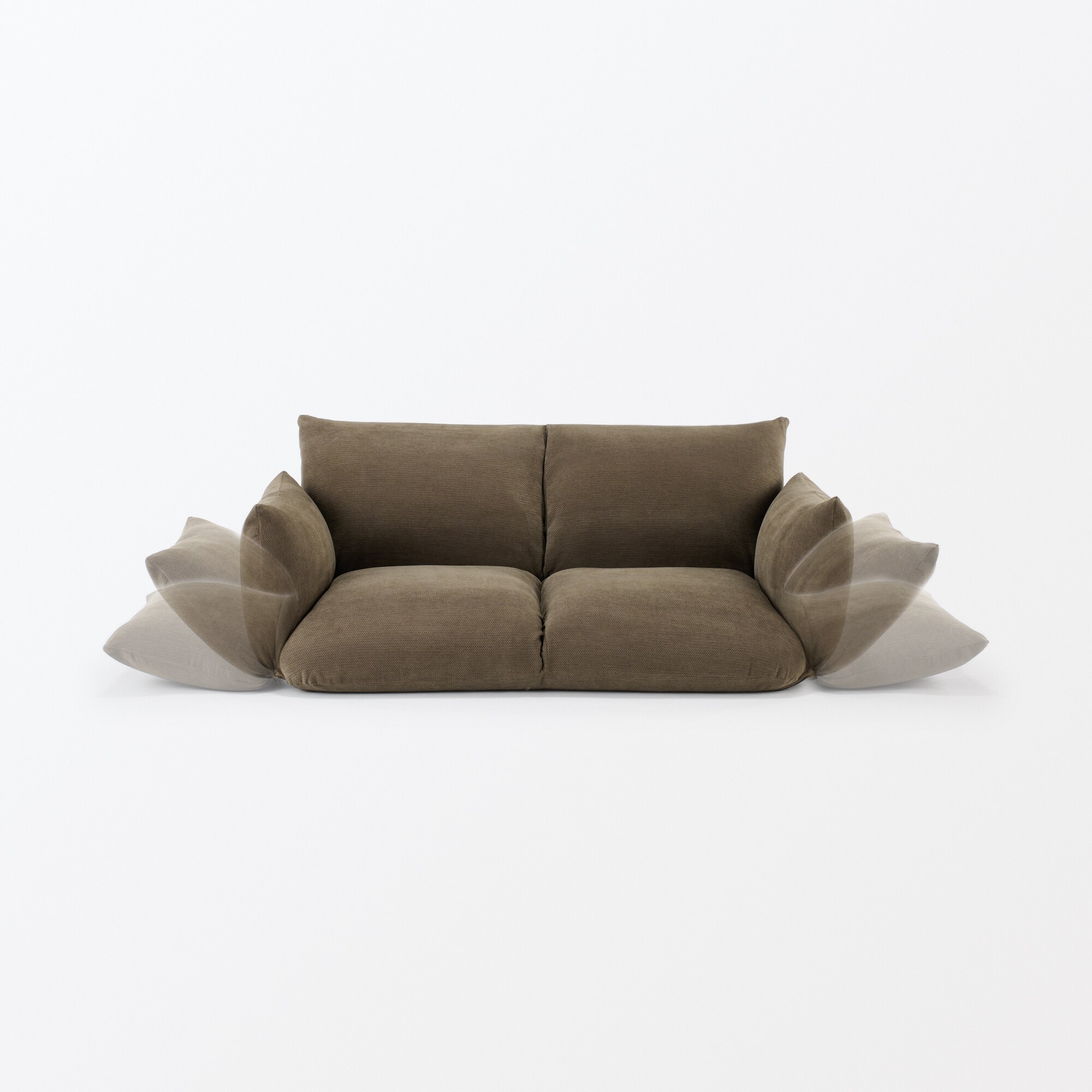 リクライニング　フロアソファ　２シーター　ブラウン