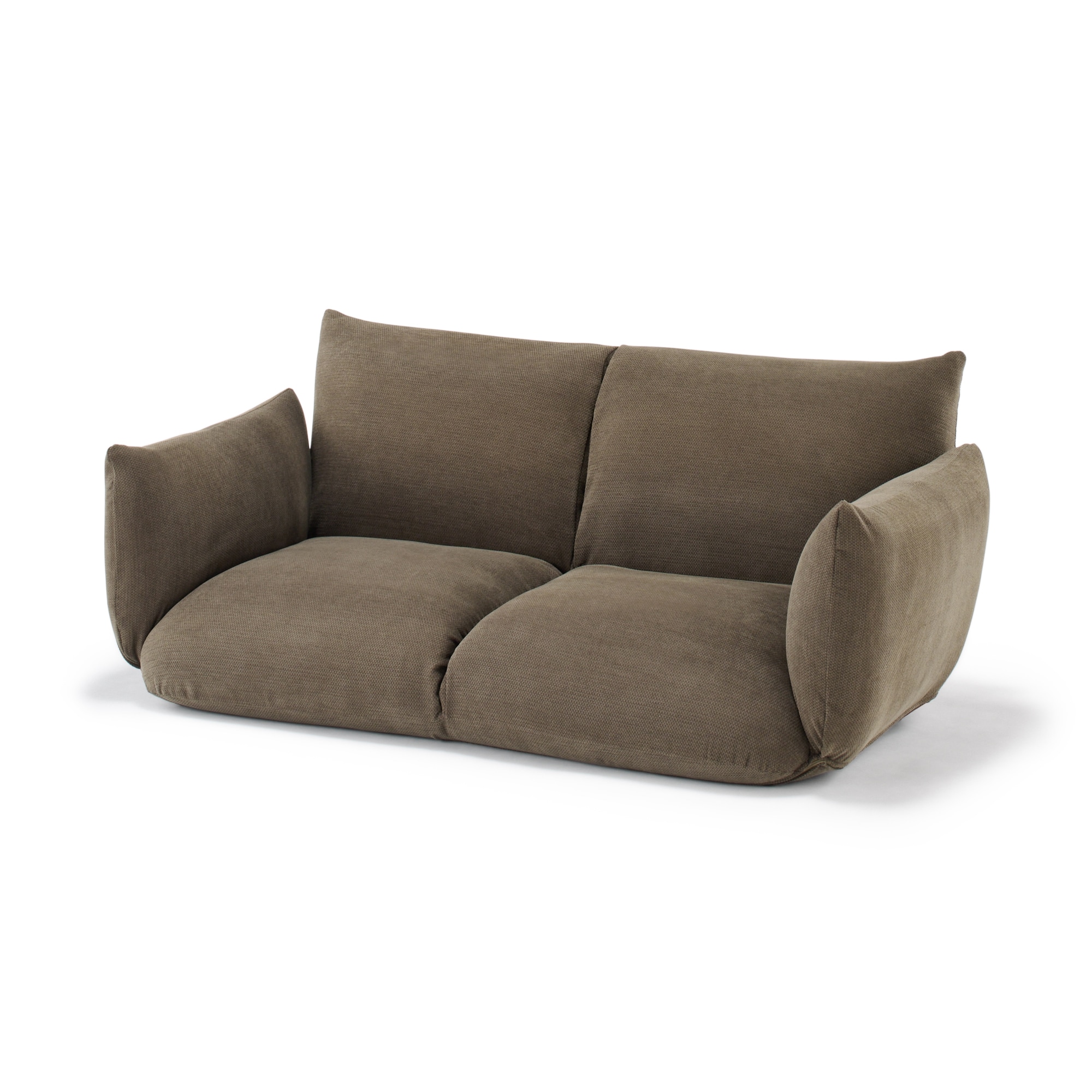 リクライニング　フロアソファ　２シーター　ブラウン