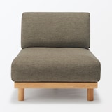 ゆったり座れるアームレスソファ　カウチ　ポリエステル平織　ブラウン