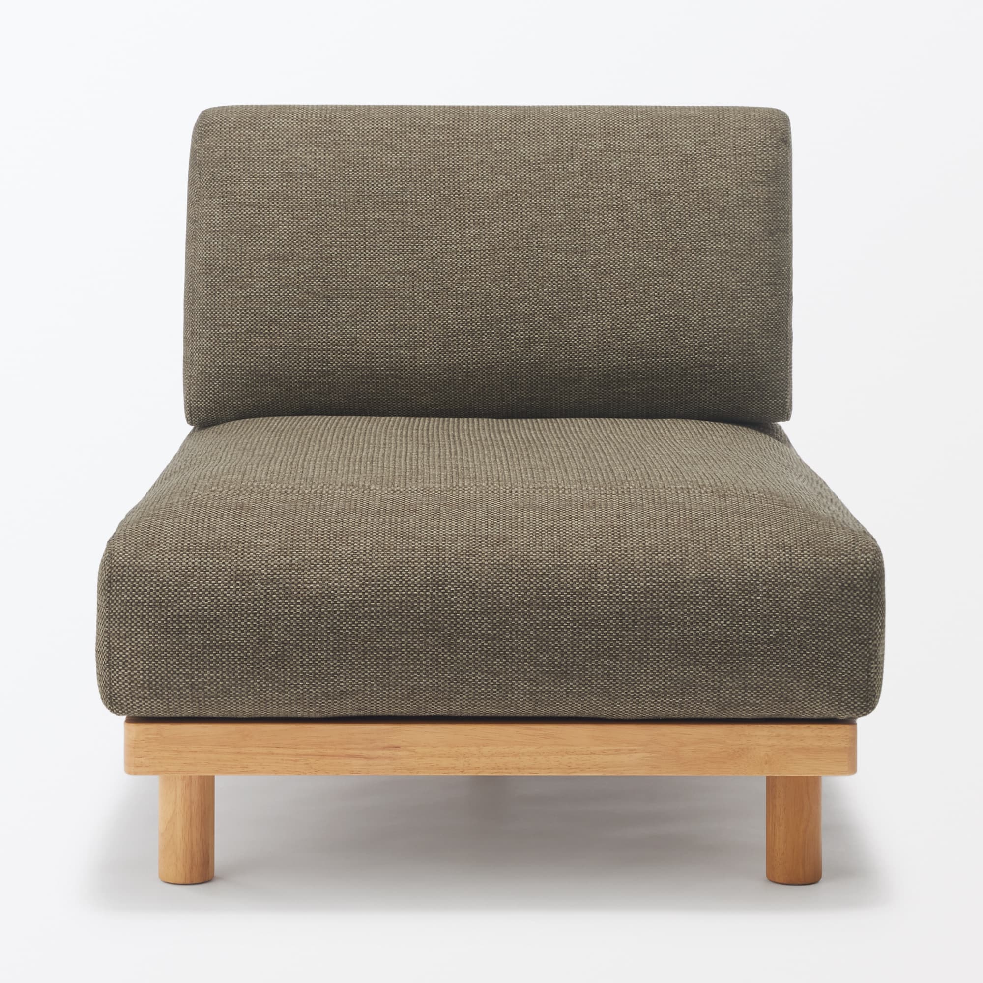 ゆったり座れるアームレスソファ　カウチ　ポリエステル平織　ブラウン