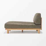 ゆったり座れるアームレスソファ　カウチ　ポリエステル平織　ブラウン