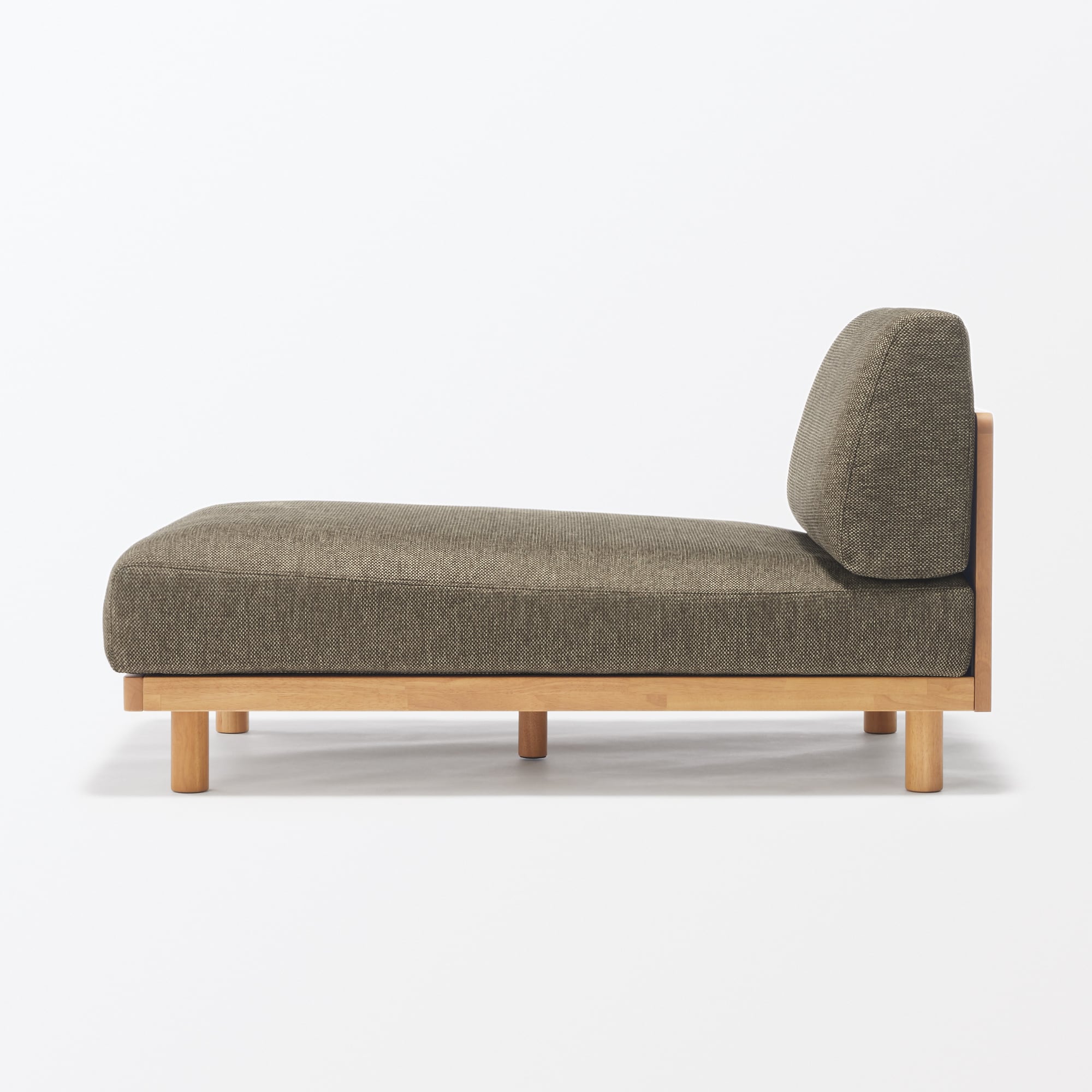 ゆったり座れるアームレスソファ　カウチ　ポリエステル平織　ブラウン