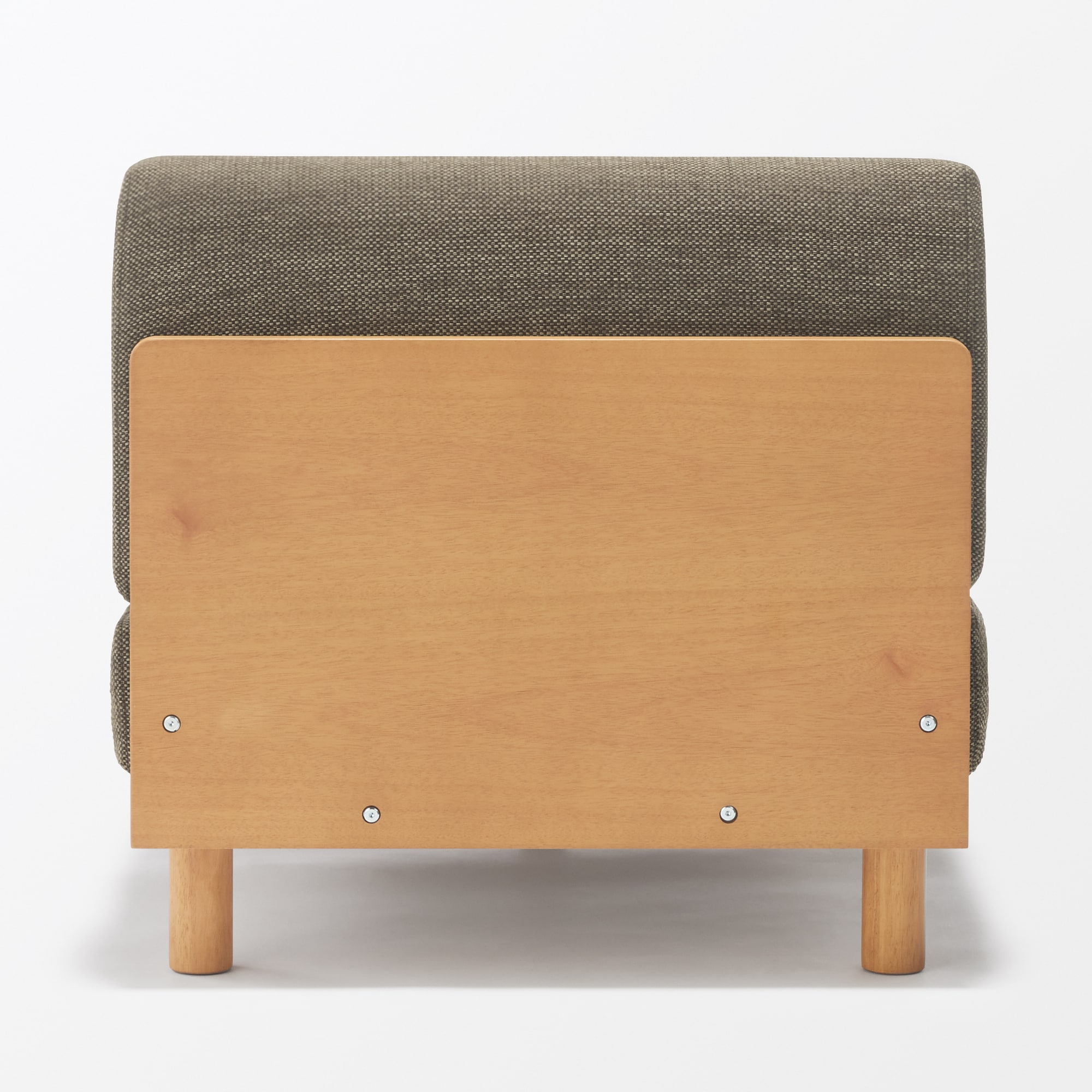 ゆったり座れるアームレスソファ　カウチ　ポリエステル平織　ブラウン