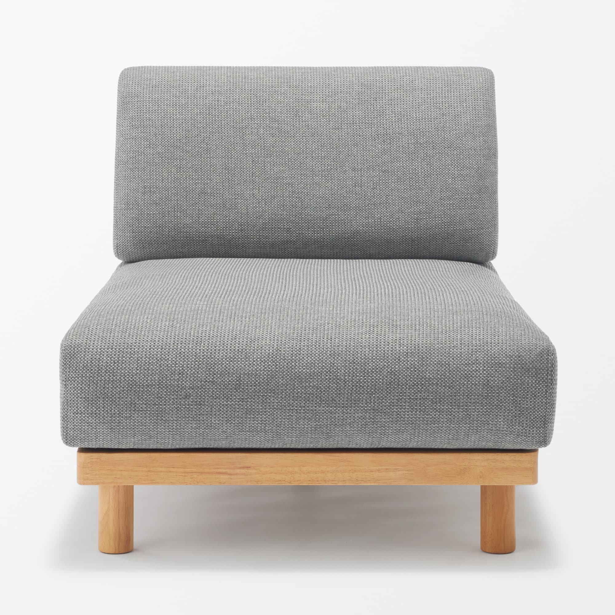 ゆったり座れるアームレスソファ カウチ ポリエステル平織 グレー