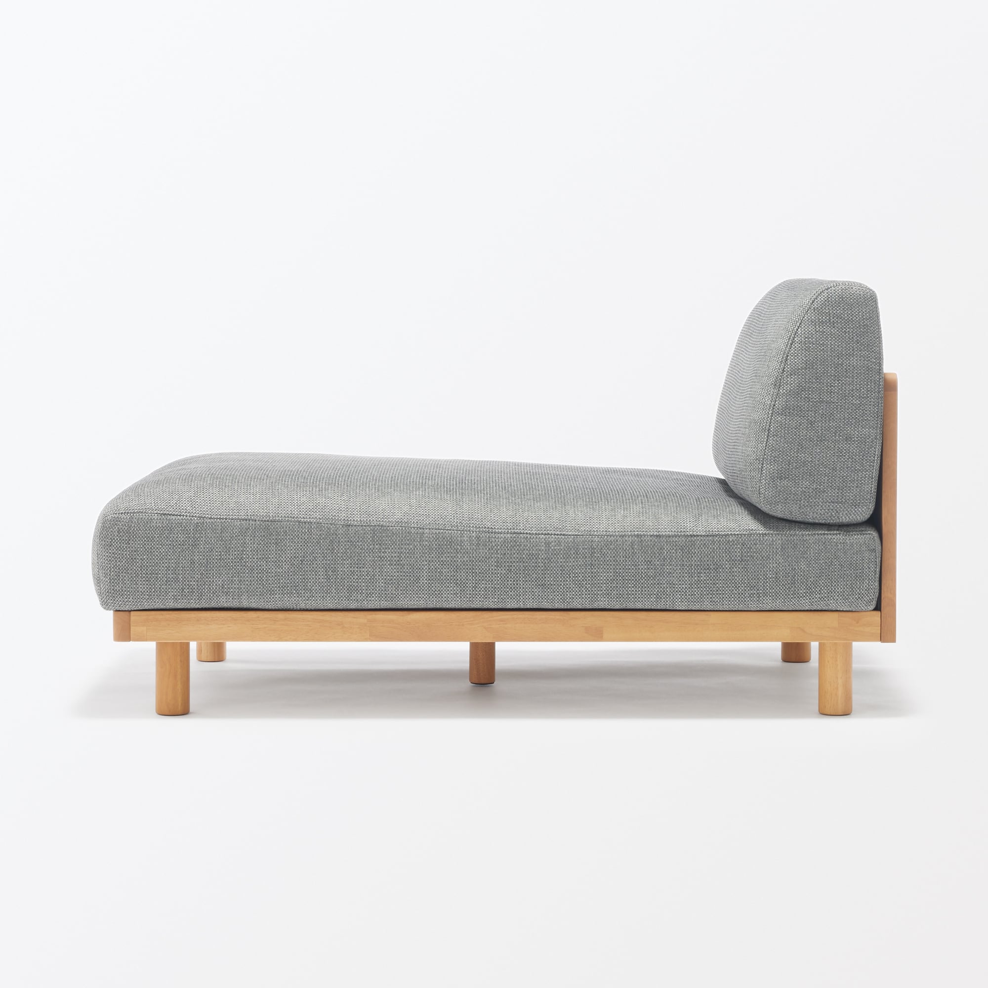 ゆったり座れるアームレスソファ　カウチ　ポリエステル平織　グレー