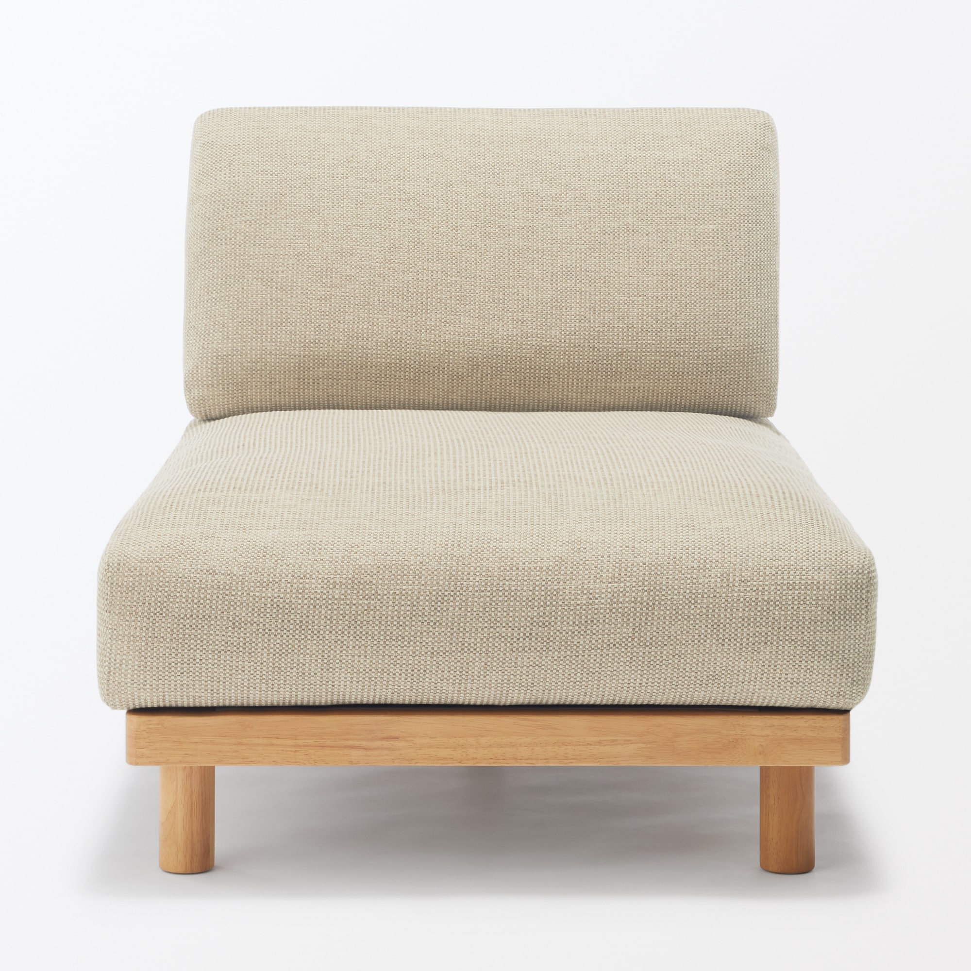 ゆったり座れるアームレスソファ カウチ ポリエステル平織 ベージュ