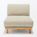 ゆったり座れるアームレスソファ　カウチ　ポリエステル平織　ベージュ