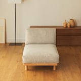 ゆったり座れるアームレスソファ　カウチ　ポリエステル平織　ベージュ