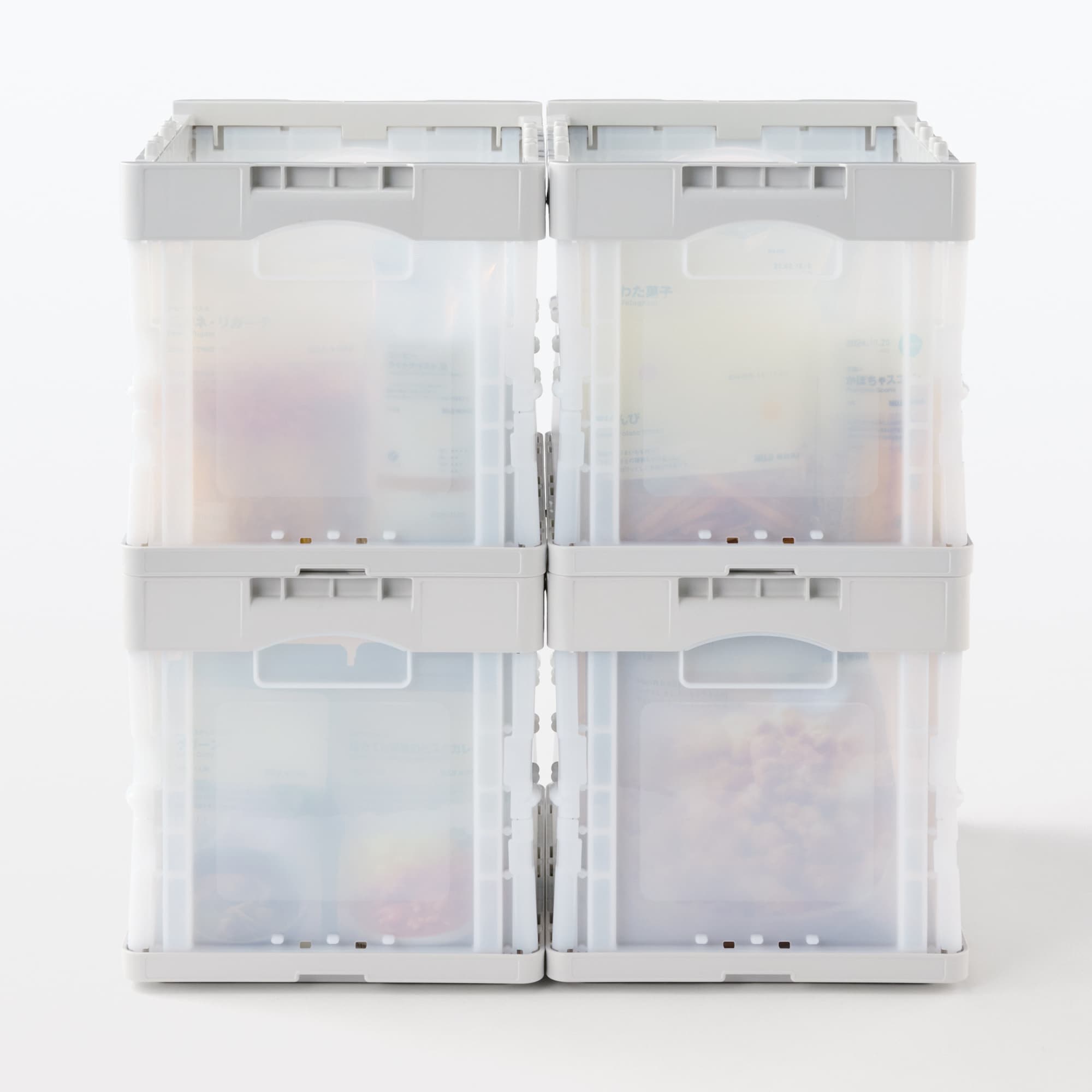 再生ポリプロピレン入り　折りたたみコンテナ　２０Ⅼ　ホワイトグレー／半透明