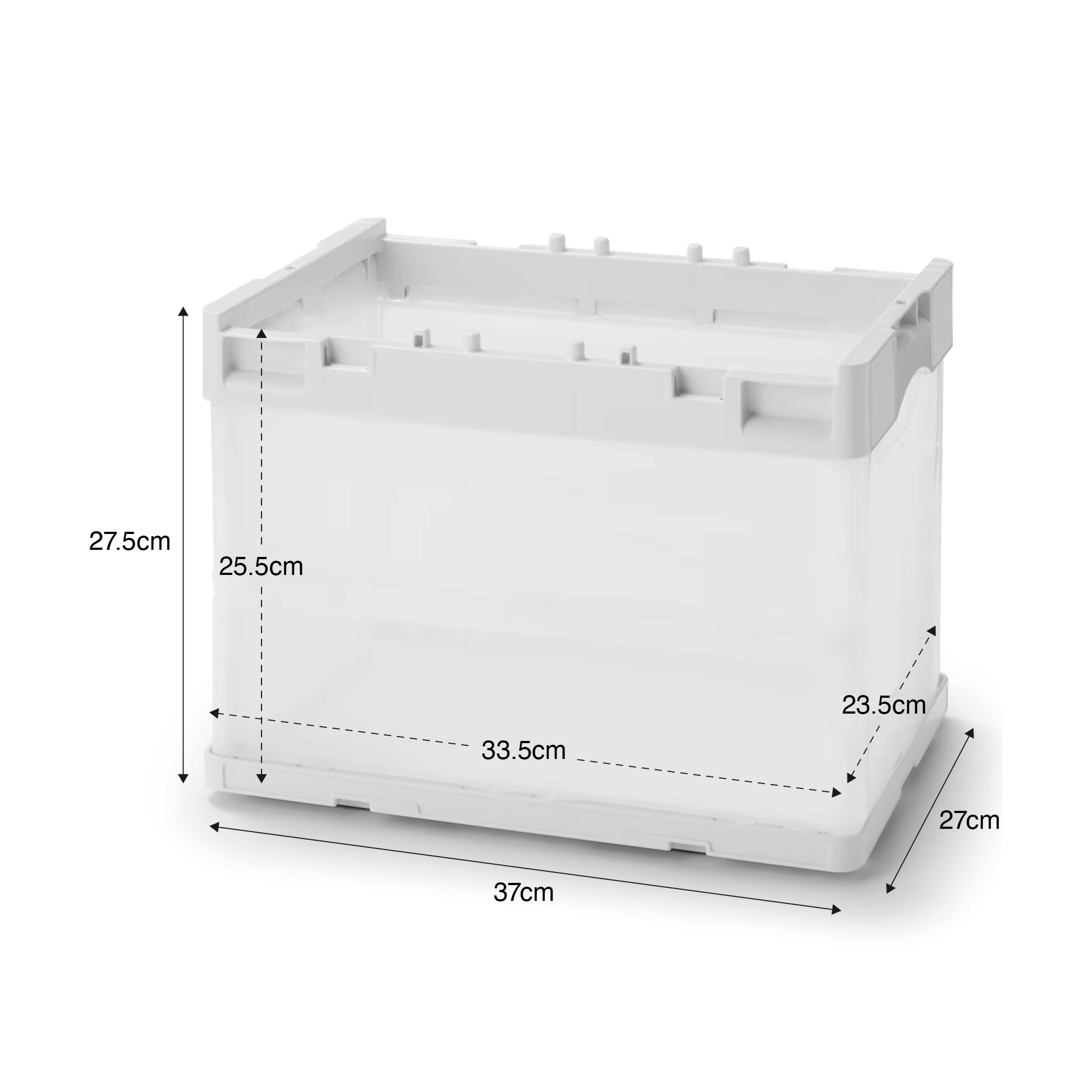 再生ポリプロピレン入り　折りたたみコンテナ　２０Ⅼ　ホワイトグレー／半透明