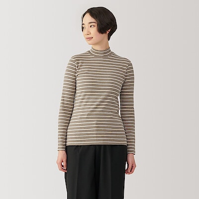 婦人　起毛フライス編みハイネック長袖Ｔシャツ