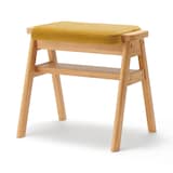 再生ポリエステル混　木製スタッキングスツール　マスタード